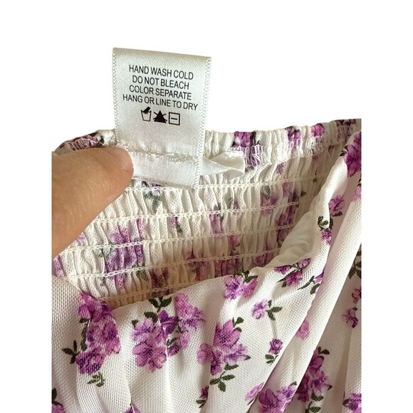 Kirious LA‎ Floral Crop Top Medium Boned Ruched Ruffle Sleeve Cottagecore Purple - Picture 4 of 8